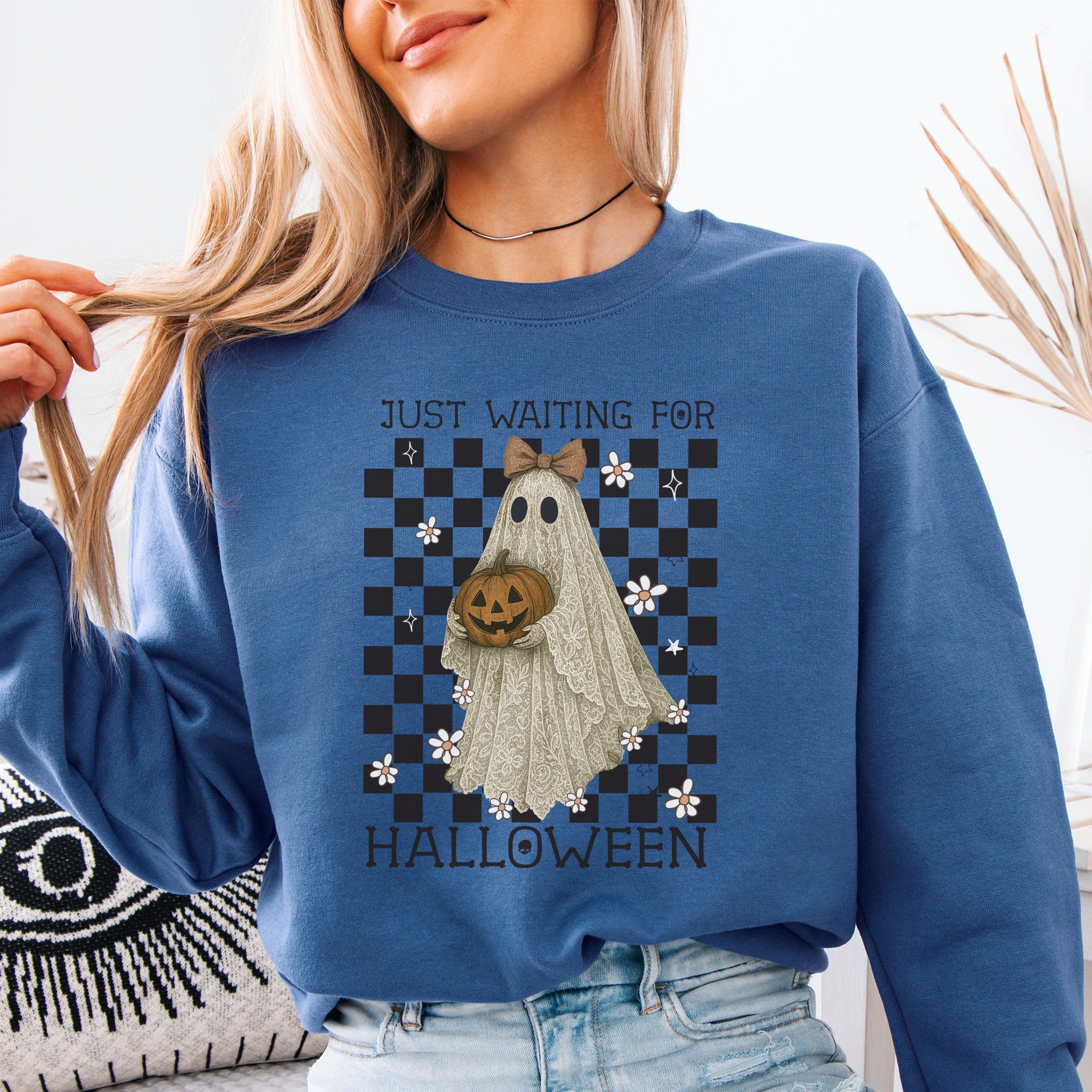 Just Waiting for Halloween Ghost Sweatshirt