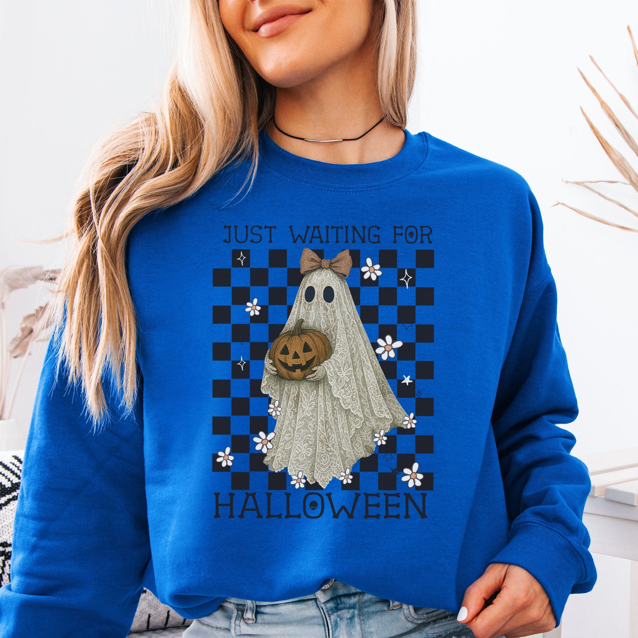 Just Waiting for Halloween Ghost Sweatshirt
