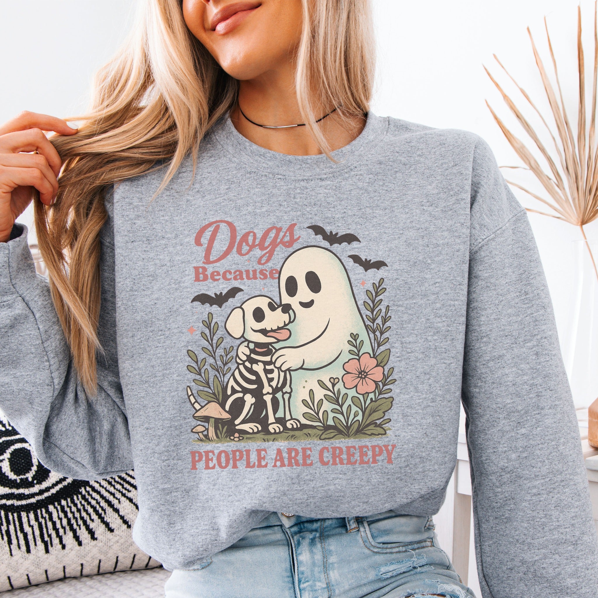 Dogs Because People are Creepy Crewneck Sweatshirt