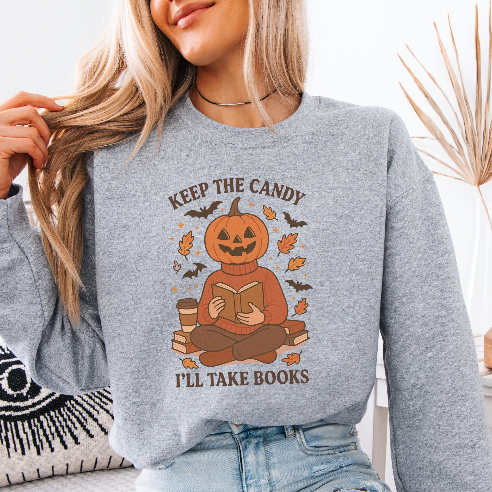 Pumpkin Head Book Lover Sweatshirt