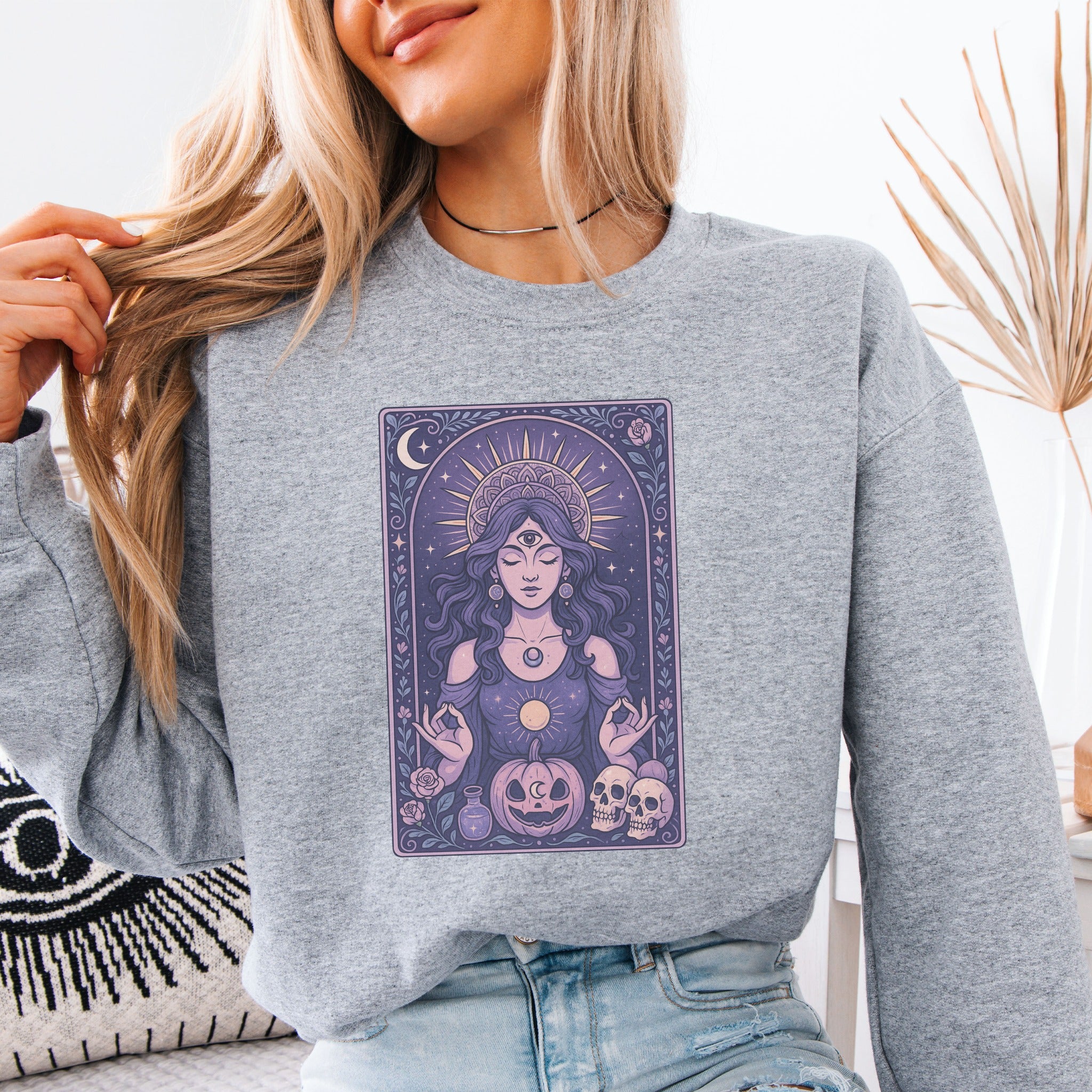 Divine Witch Goddess Crewneck – Spiritual Halloween Sweatshirt