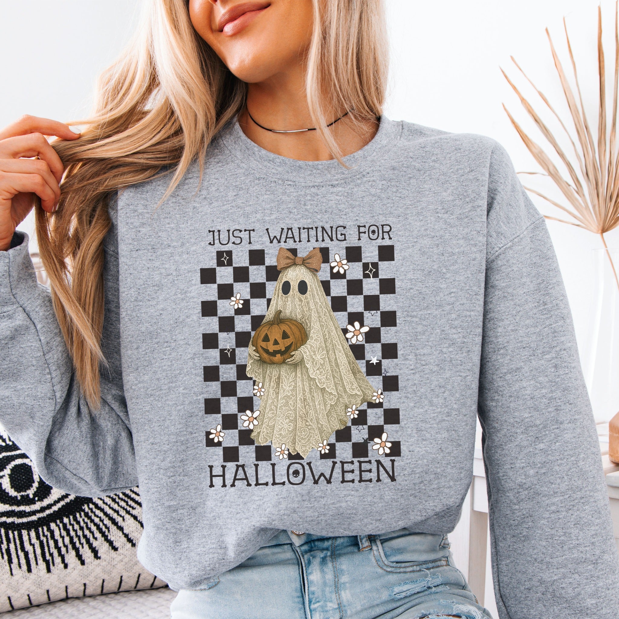 Just Waiting for Halloween Ghost Sweatshirt
