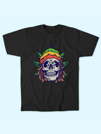 RASTA SKULL WITH MJ LEAF TEE