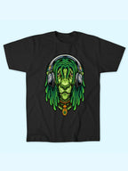 RASTA GREEN LION WITH HEADPHONES TEE