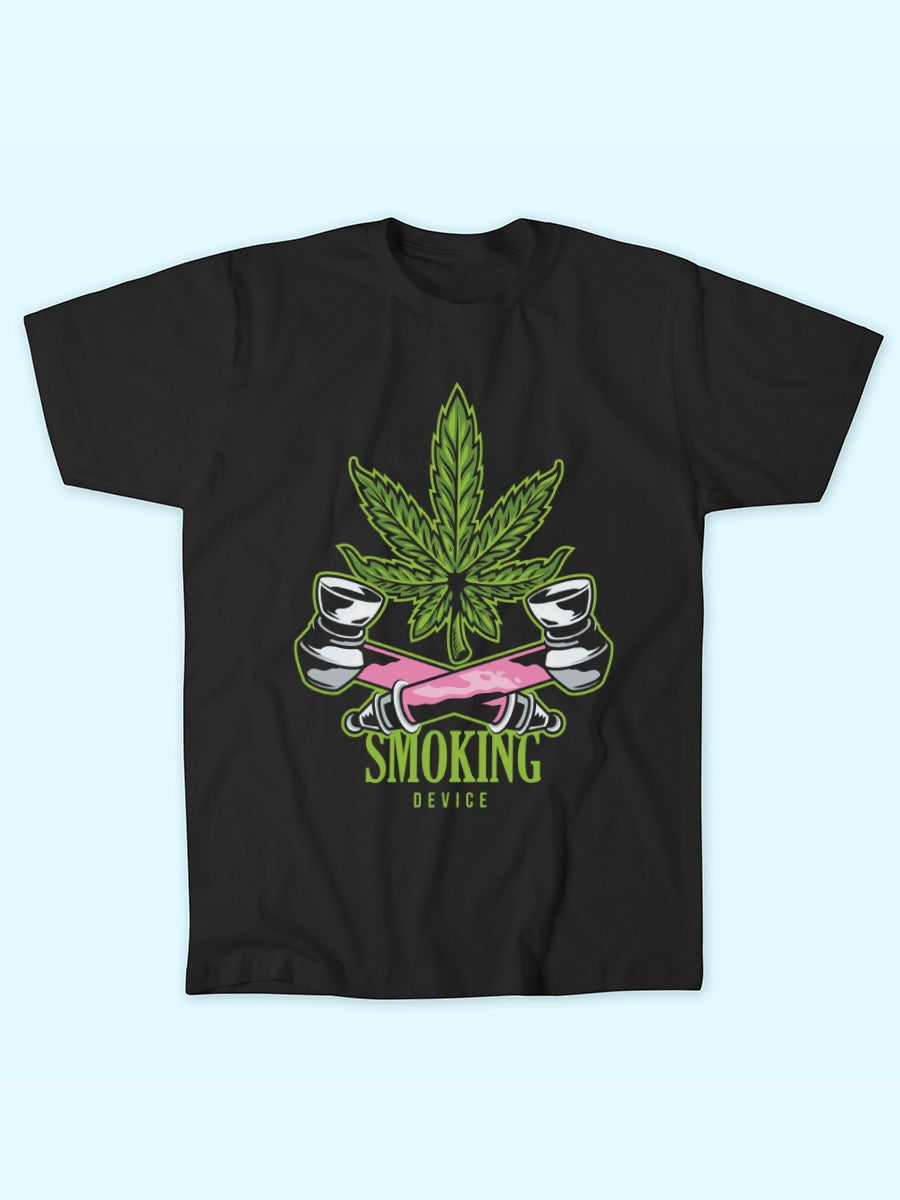 SMOKING DEVICE CANNABIS LEAF TEE