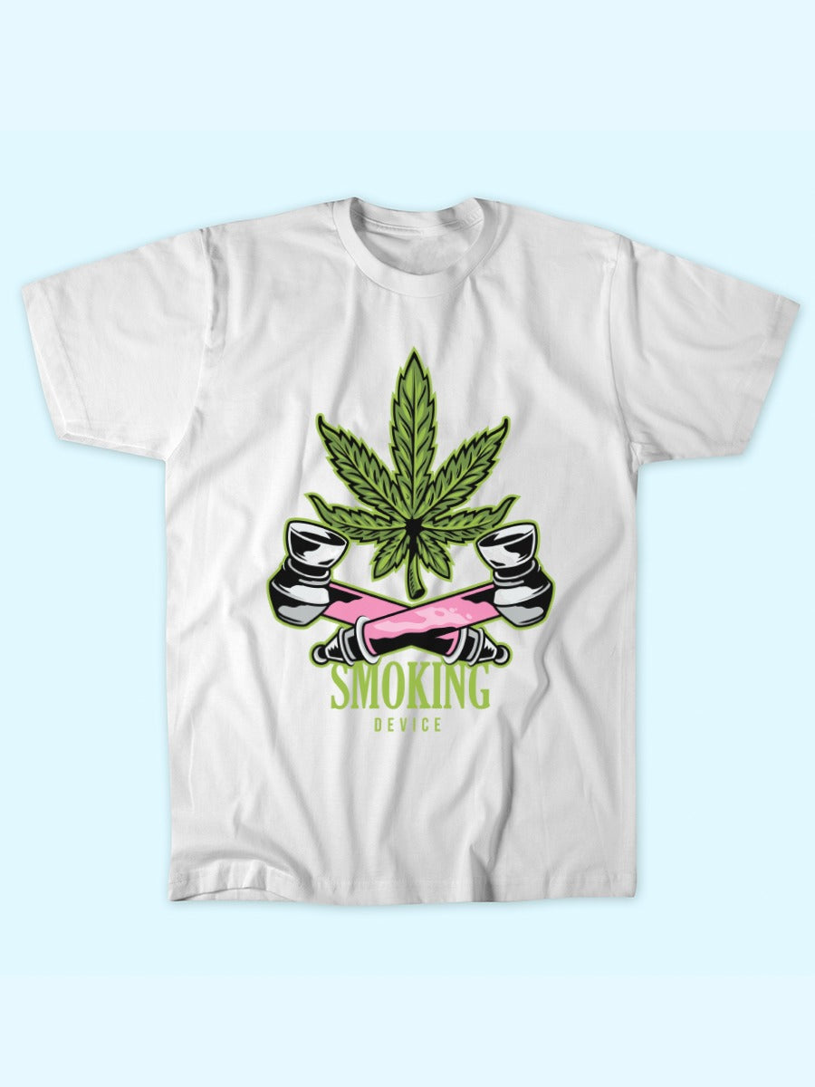 SMOKING DEVICE CANNABIS LEAF TEE