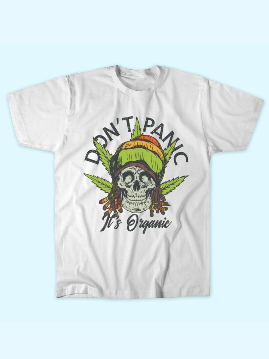 DONT PANIC IT'S ORGANIC RASTA SKULL TEE