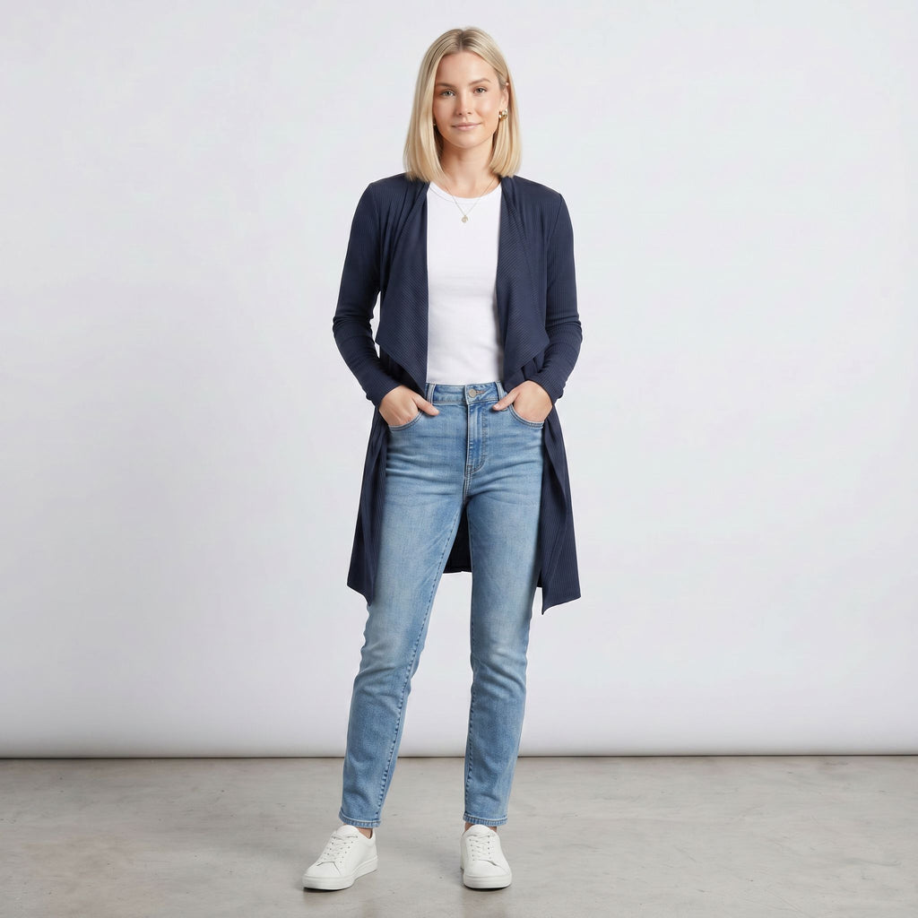 Knee Length Draped Cardigan