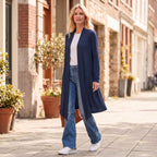 Knee Length Front Panel Draped Cardigan