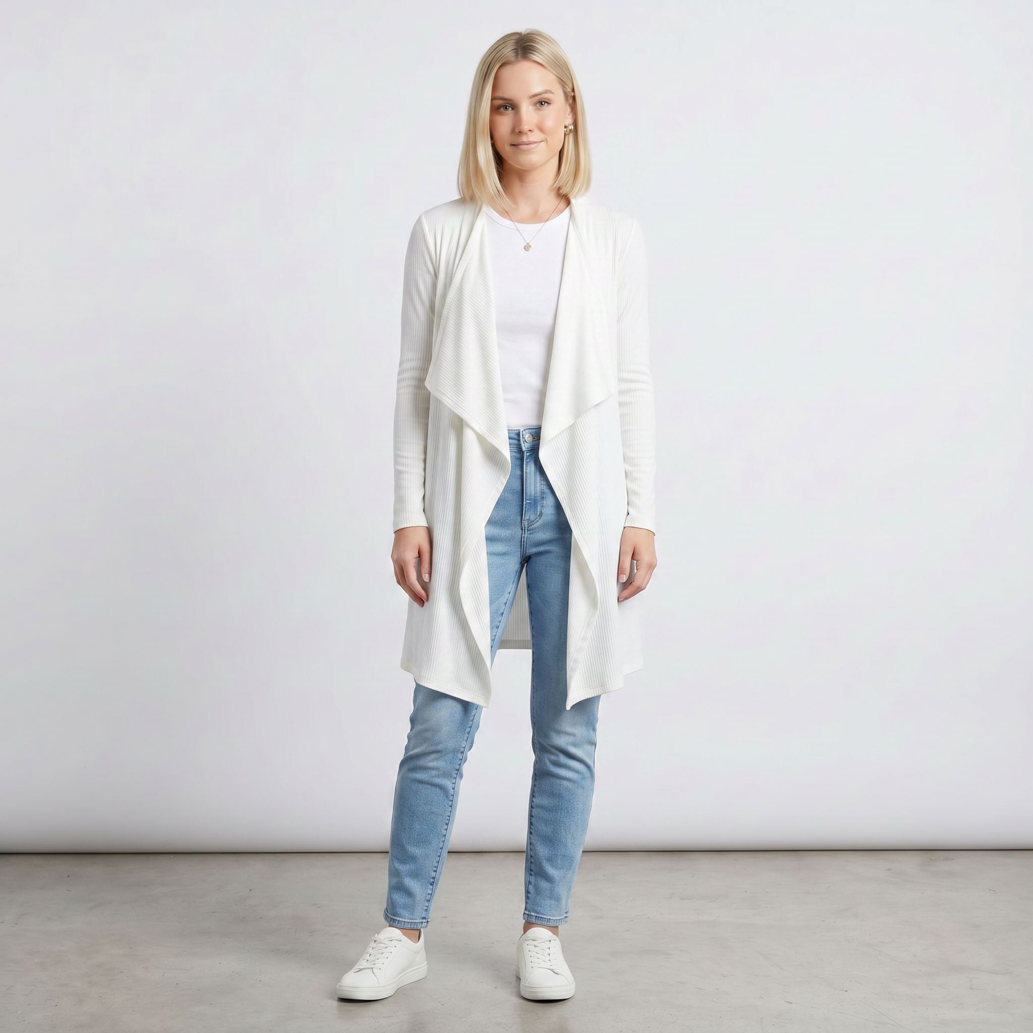 Knee Length Draped Cardigan