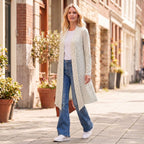 Knee Length Front Panel Draped Cardigan