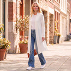 Knee Length Front Panel Draped Cardigan
