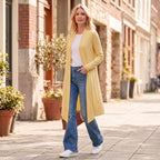 Knee Length Front Panel Draped Cardigan