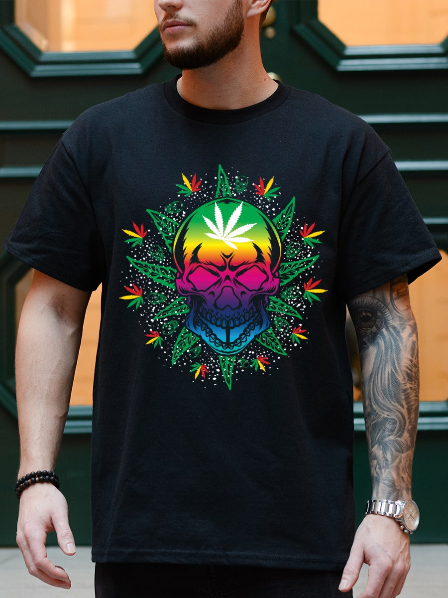 RASTA COLORFUL SKULL TEE T-SHIRT