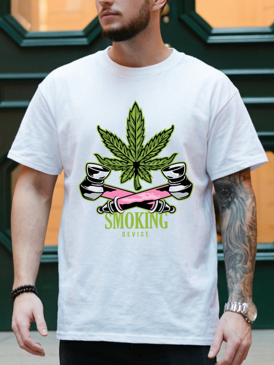 SMOKING DEVICE CANNABIS LEAF TEE