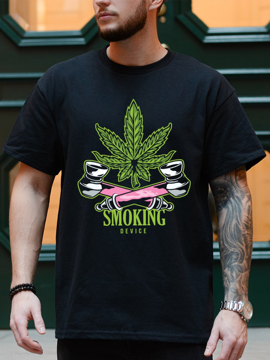 SMOKING DEVICE CANNABIS LEAF TEE