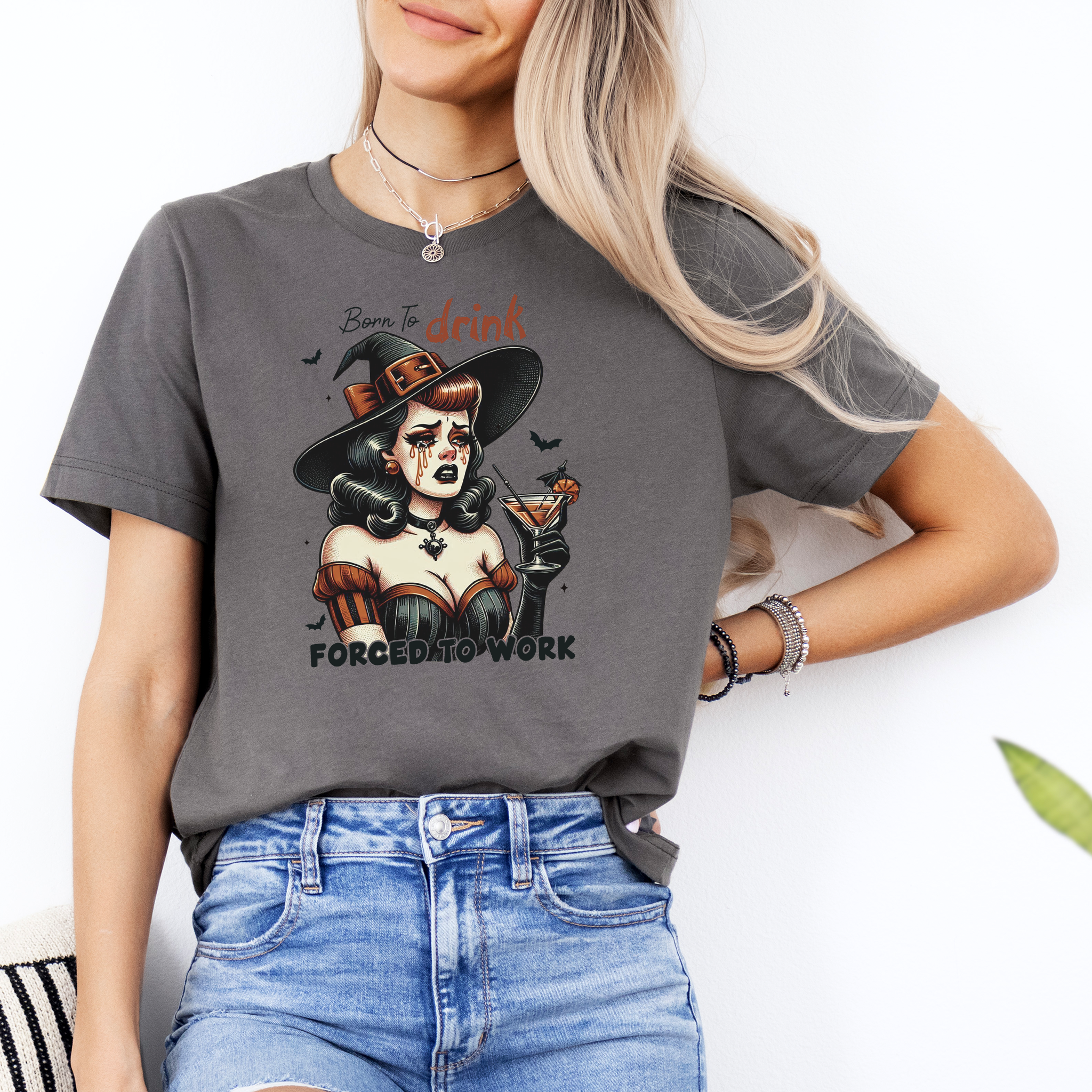 "Born to Drink" Witch Vintage Tee