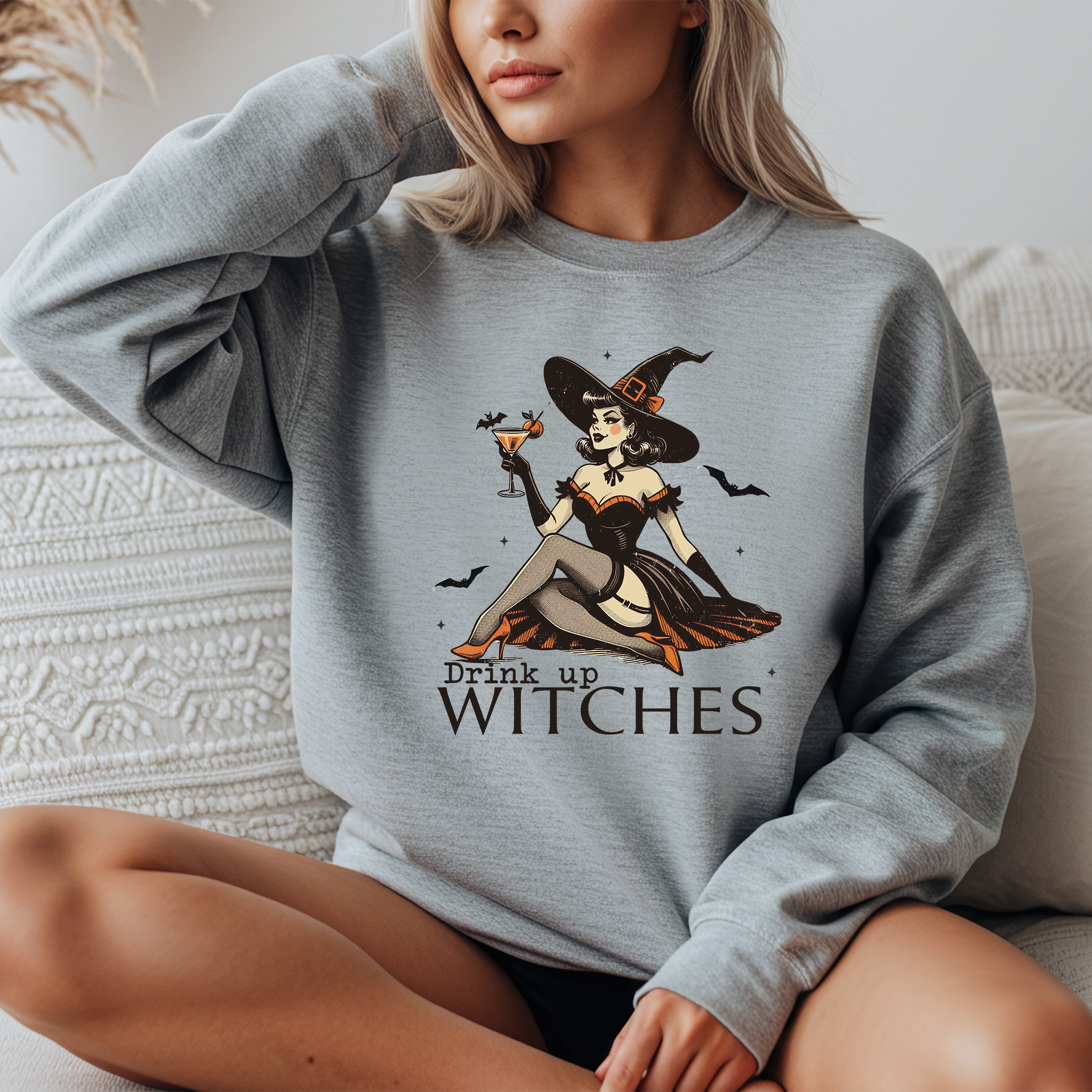 "Drink up WITCHES" Vintage Crewneck Sweatshirt