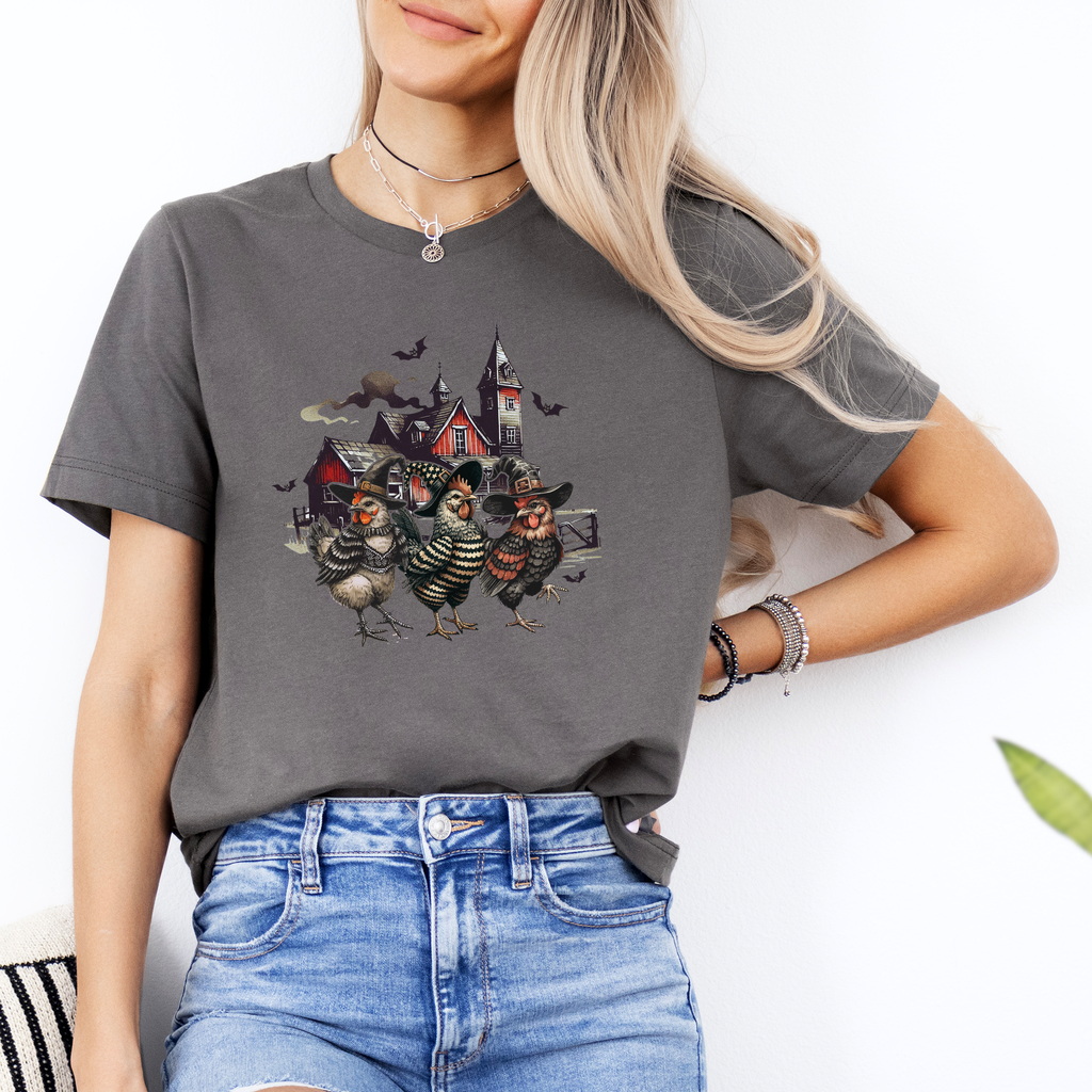 Spooky Farm Trio Witchy Chickens Halloween T-Shirt