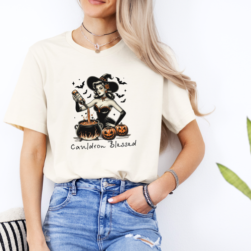 "Cauldron Blessed" Witch potion Tee