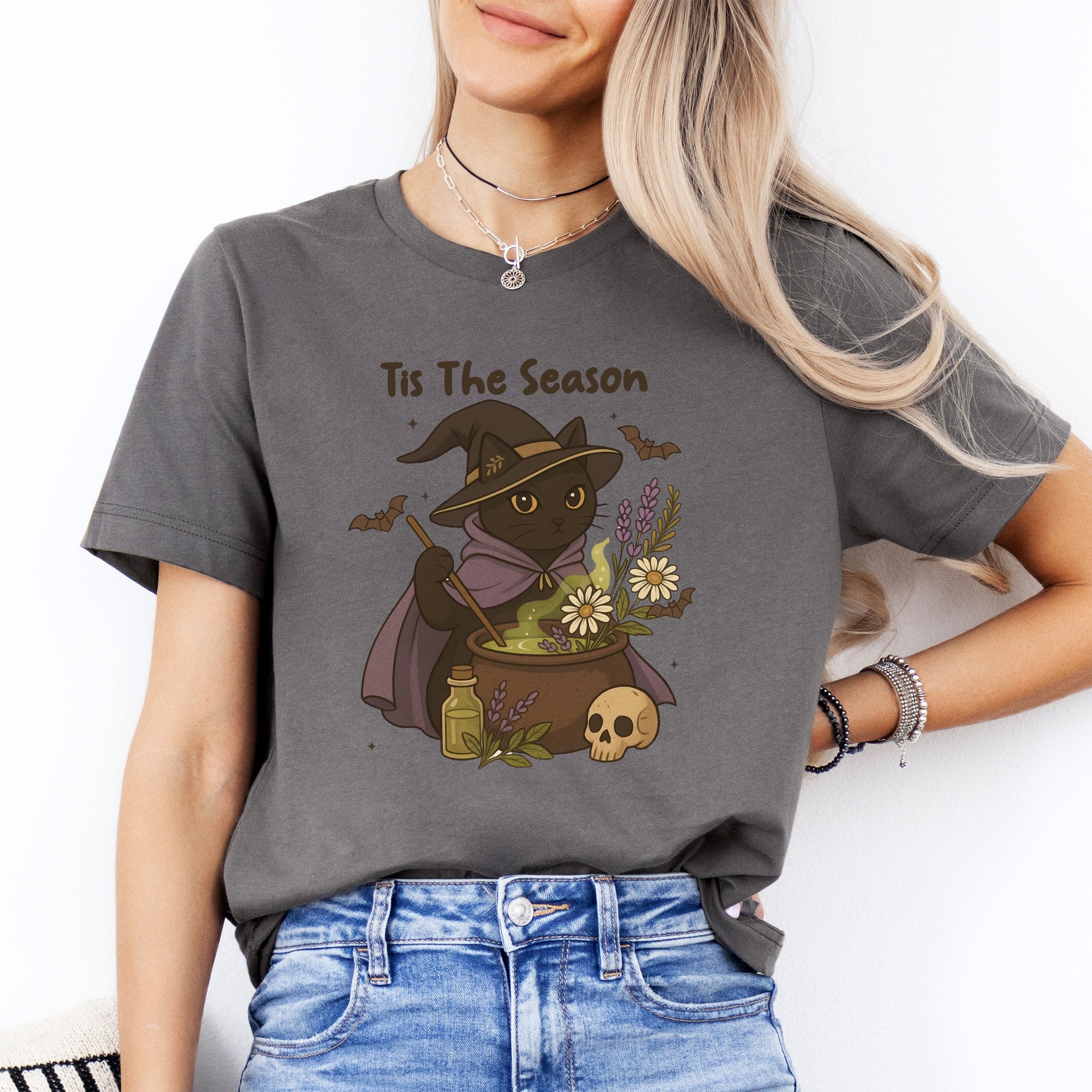 Witch Cat Tis The Season Halloween Shirt