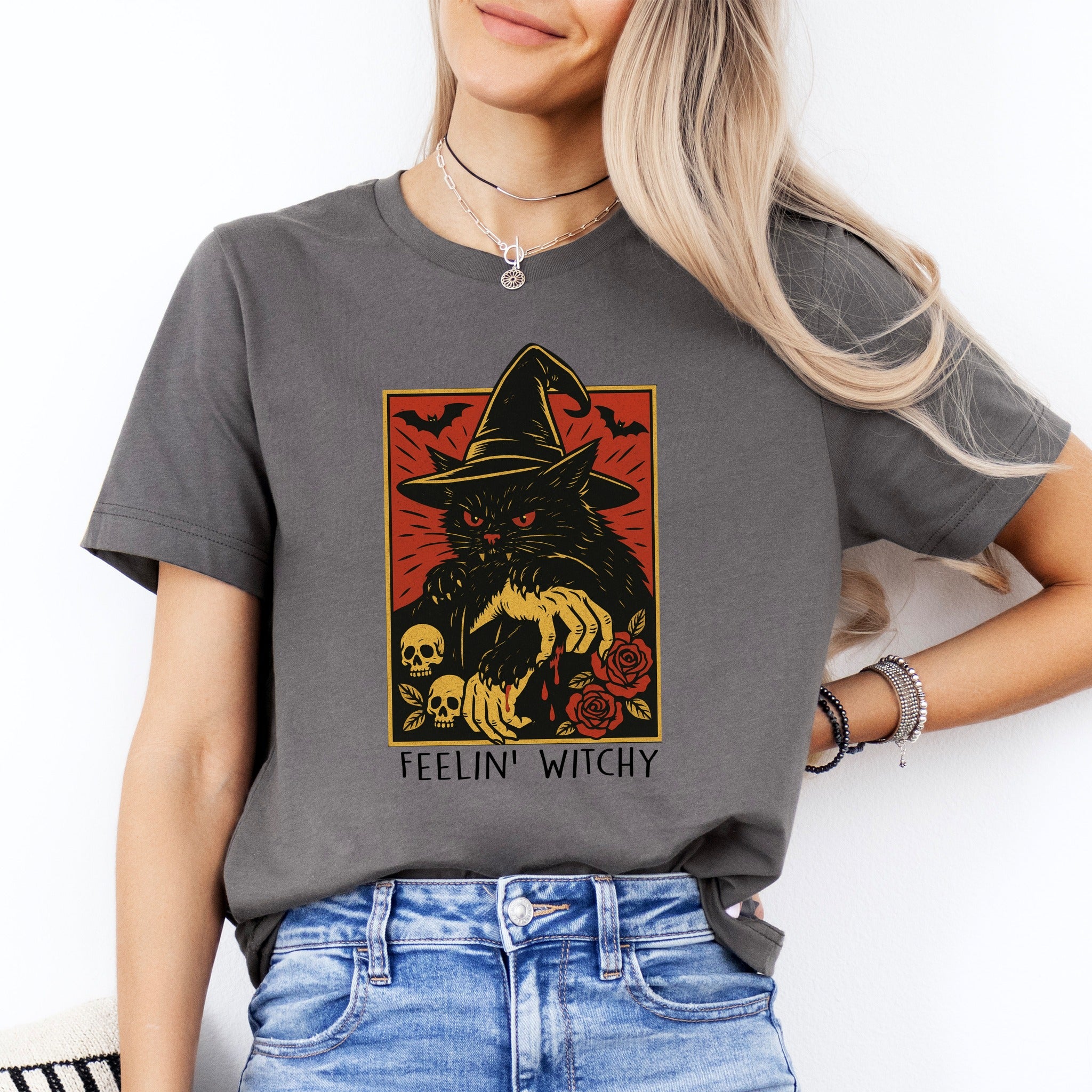 Feelin Witchy Black Cat Tee