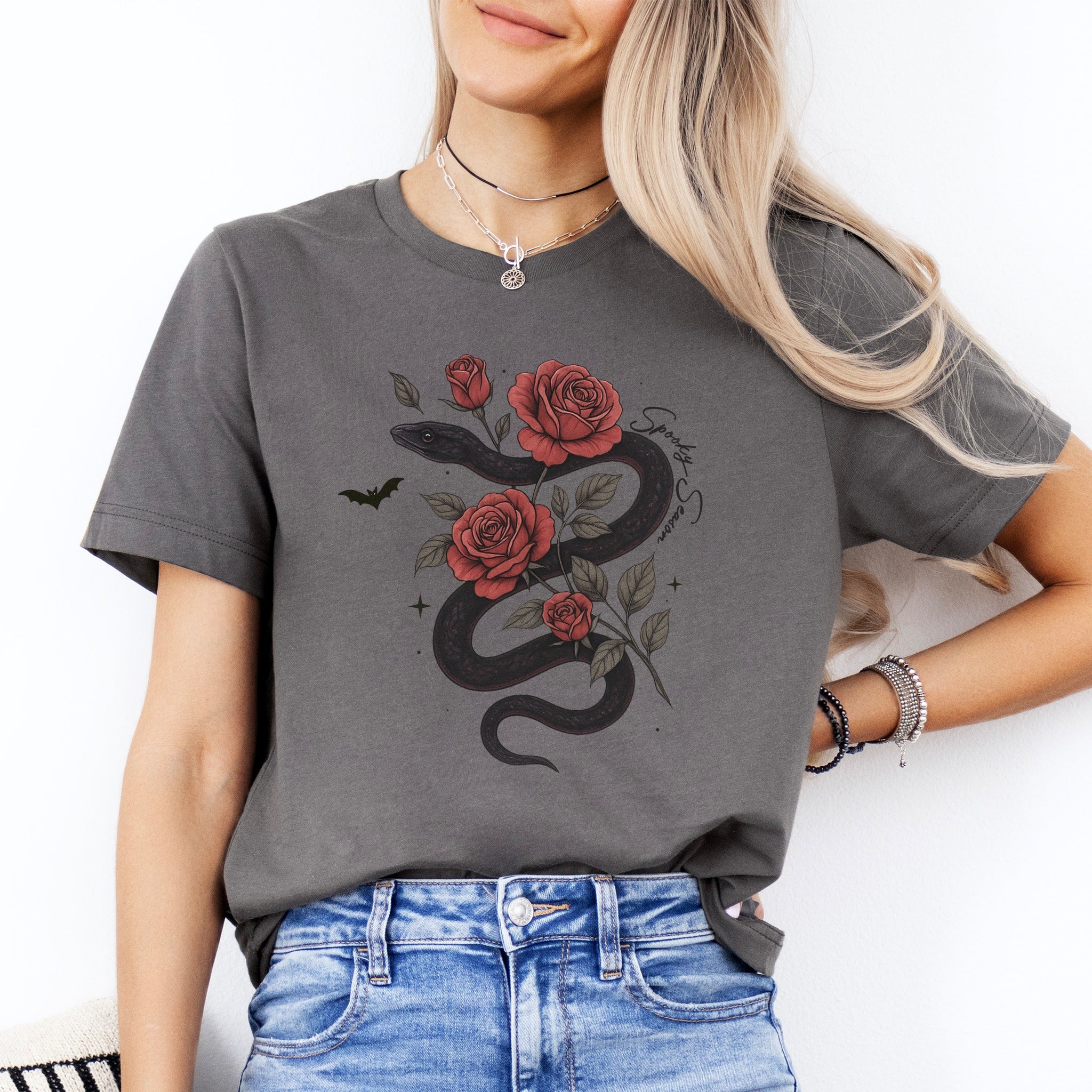 Spooky Season Snake Rose Tee