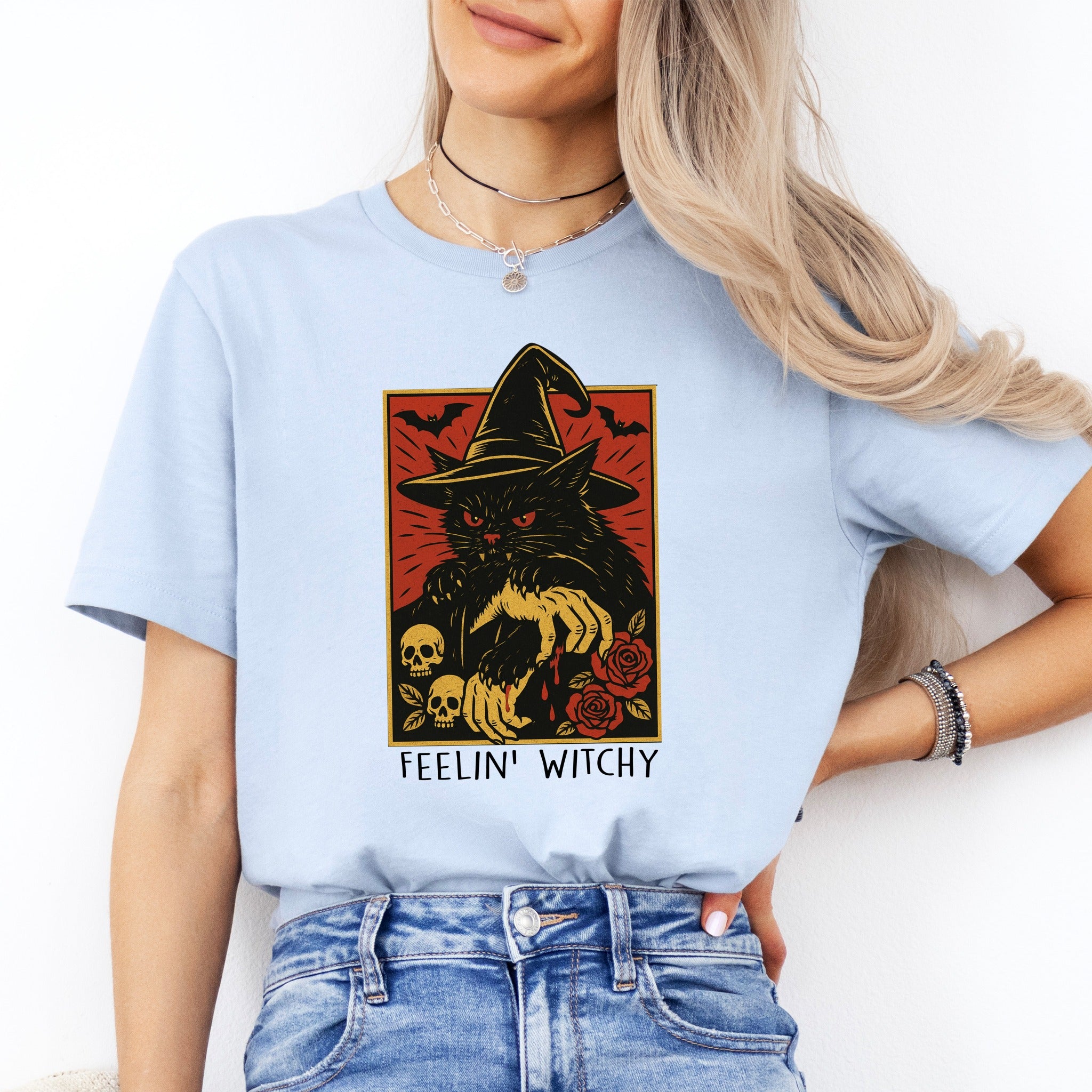 Feelin Witchy Black Cat Tee