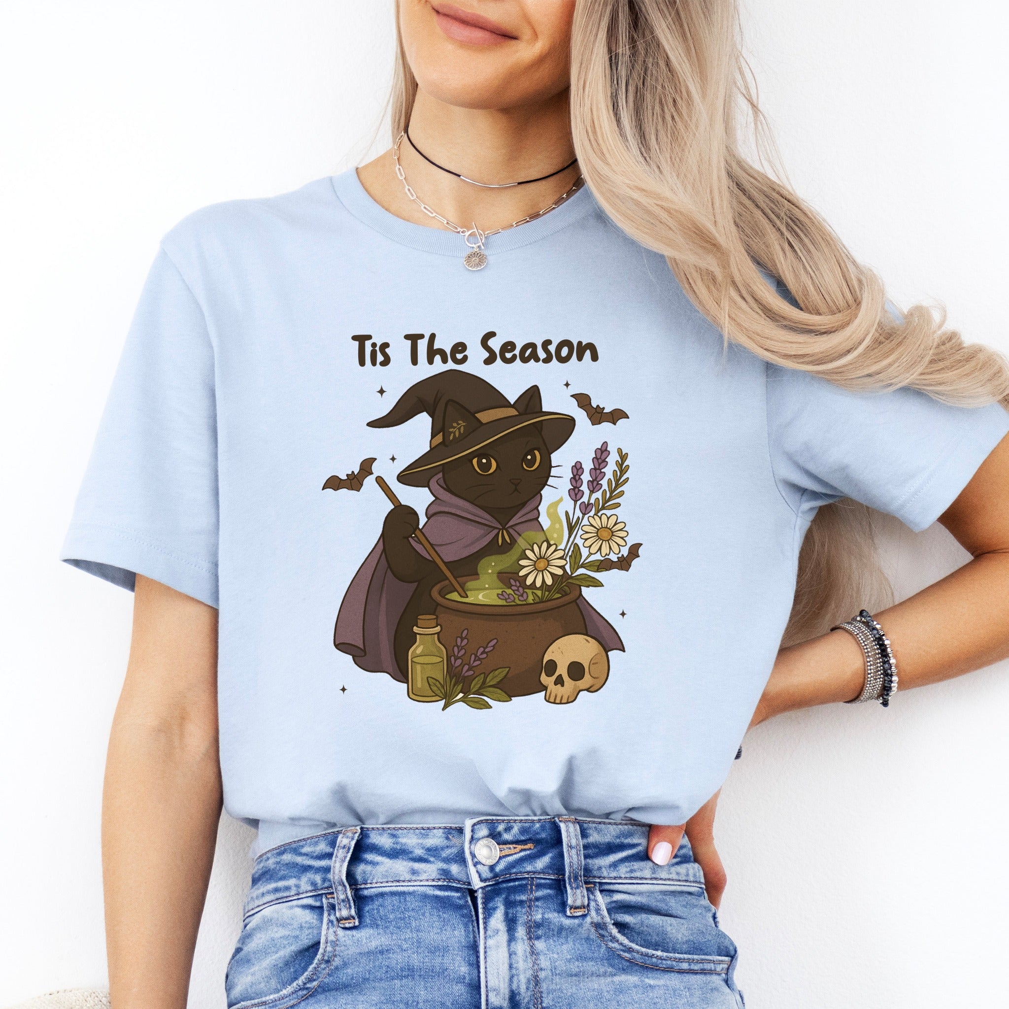 Witch Cat Tis The Season Halloween Shirt