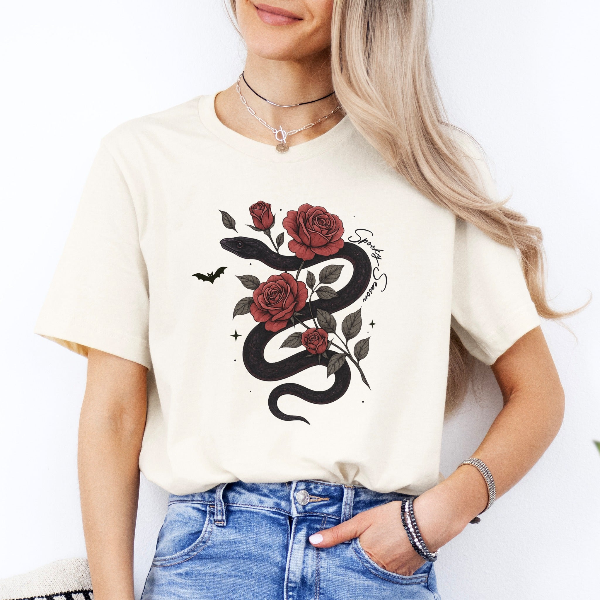 Spooky Season Snake Rose Tee