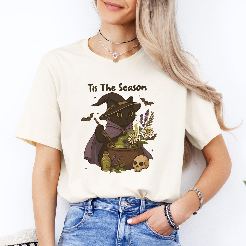 Witch Cat Tis The Season Halloween Shirt