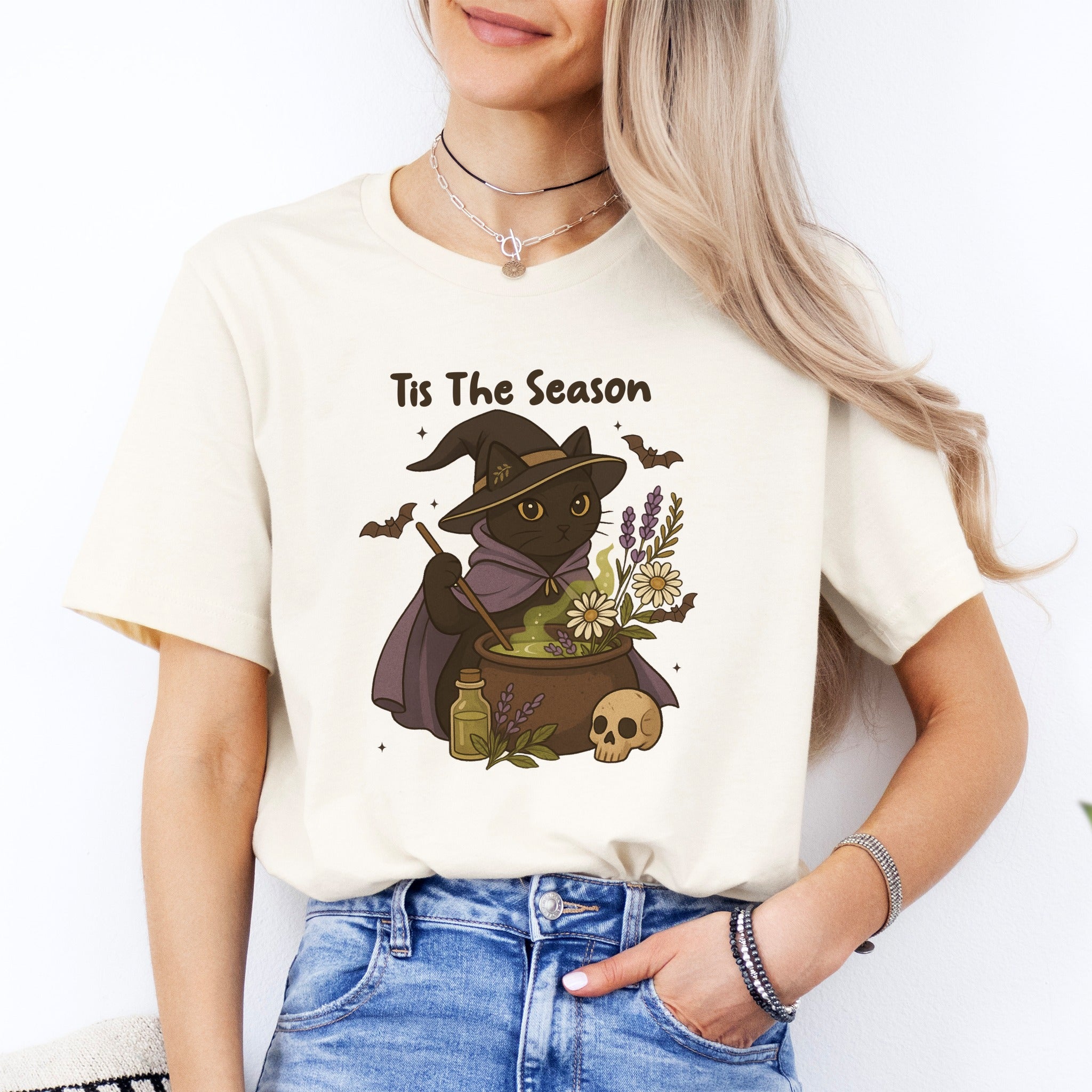 Witch Cat Tis The Season Halloween Shirt