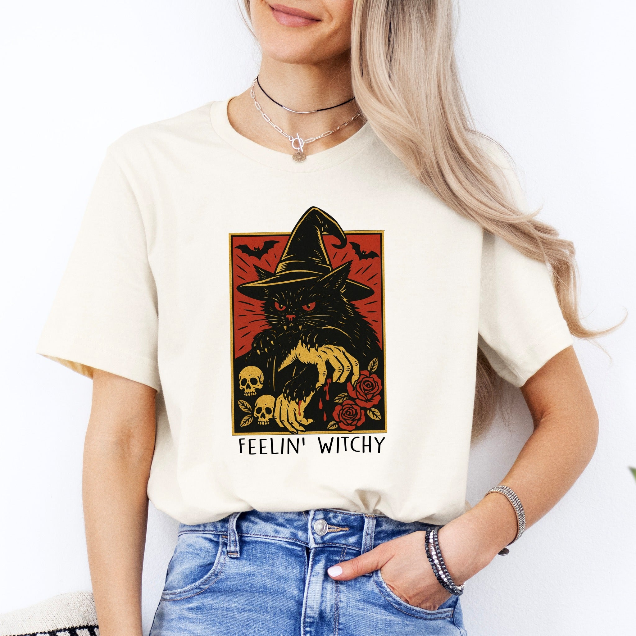 Feelin Witchy Black Cat Tee