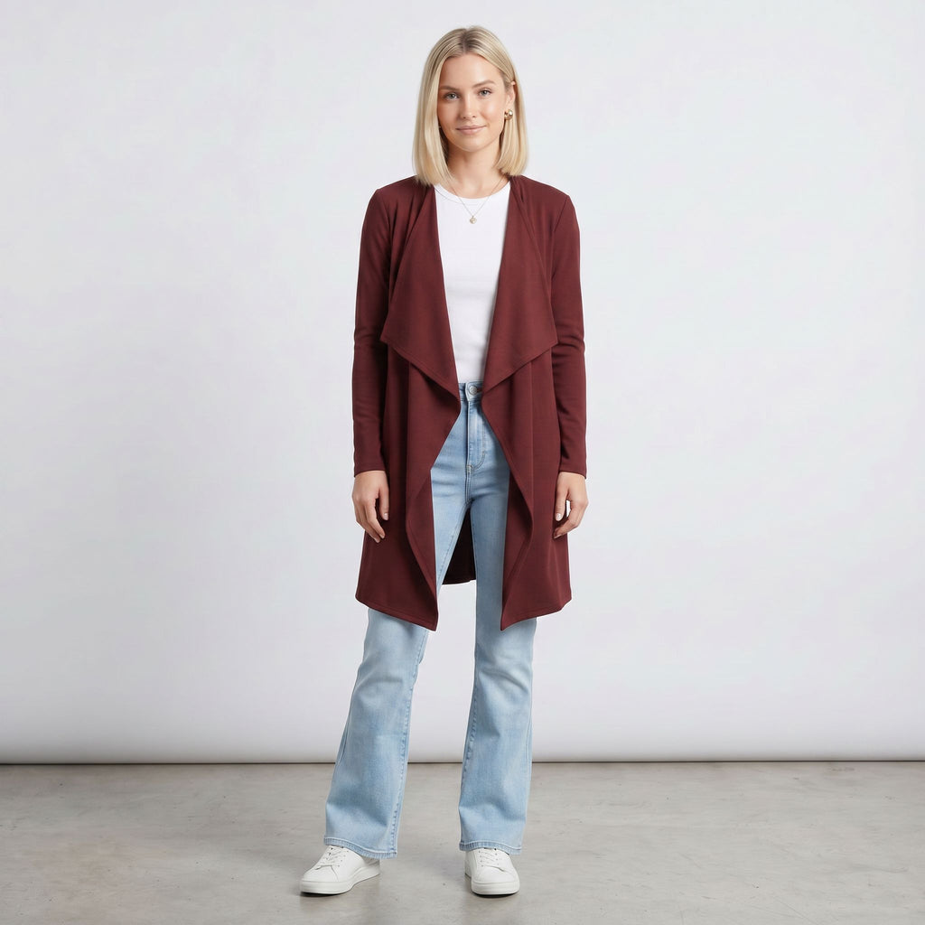 Knee Length Draped Cardigan