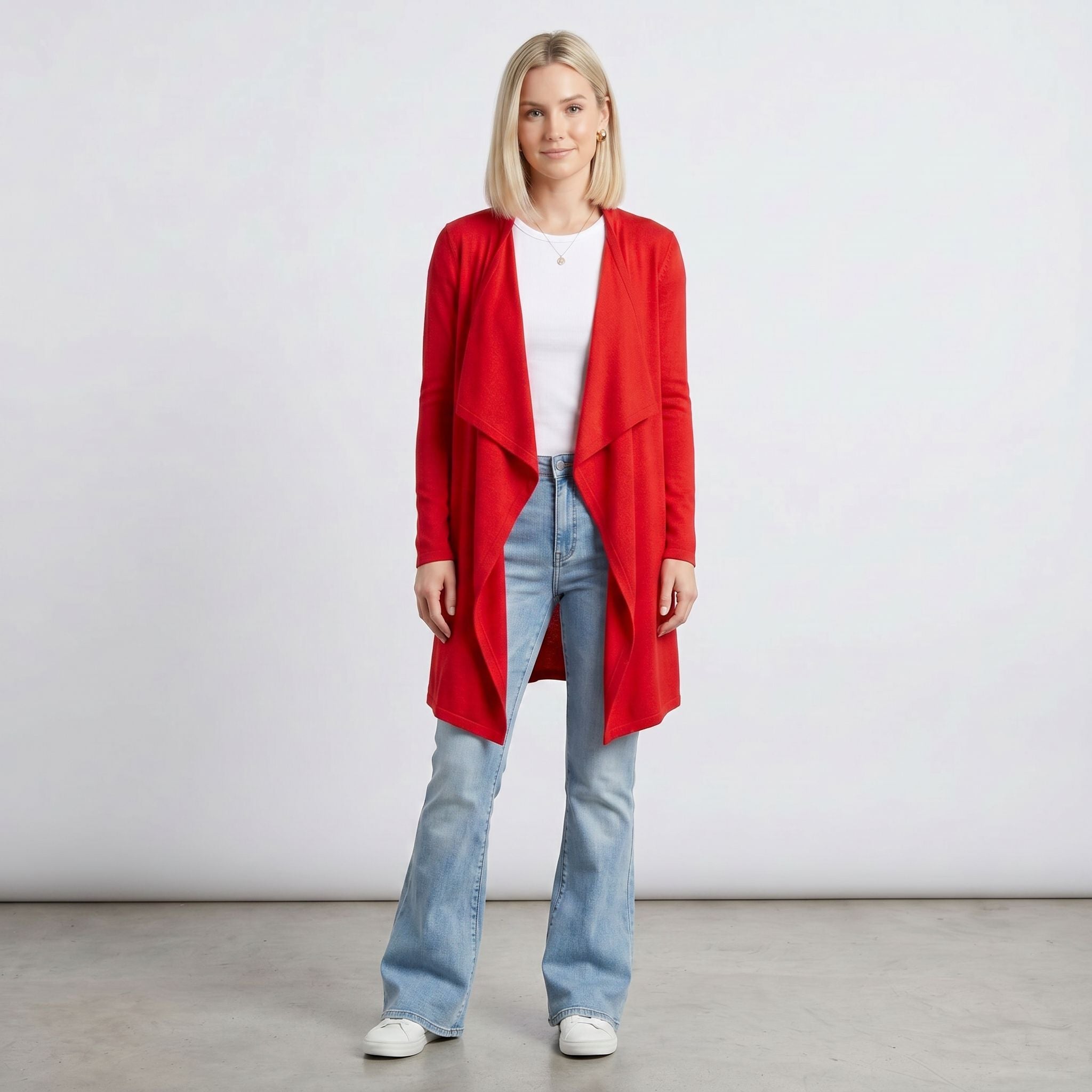 Knee Length Draped Cardigan