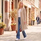 Knee Length Front Panel Draped Cardigan