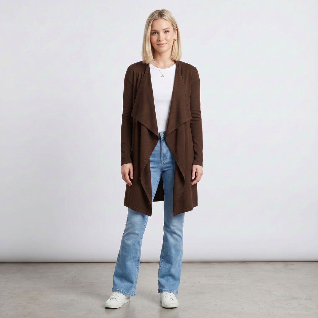Knee Length Draped Cardigan