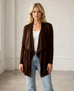Open Front Waterfall Cardigan – Lightweight DTY Brushed