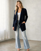 Open Front Waterfall Cardigan – Lightweight DTY Brushed