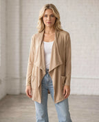 Open Front Waterfall Cardigan – Lightweight DTY Brushed