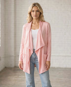Open Front Waterfall Cardigan – Lightweight DTY Brushed