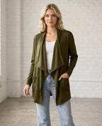 Open Front Waterfall Cardigan – Lightweight DTY Brushed